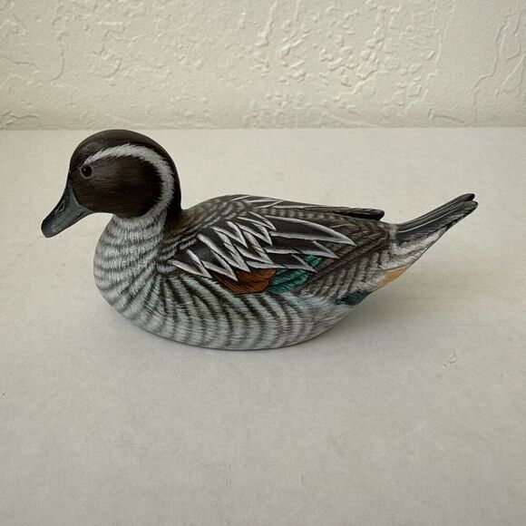 Wooden Duck Decoy Mallard Hand Carved Painted Small Shelf Sitter Art 5" - Picture 7 of 9